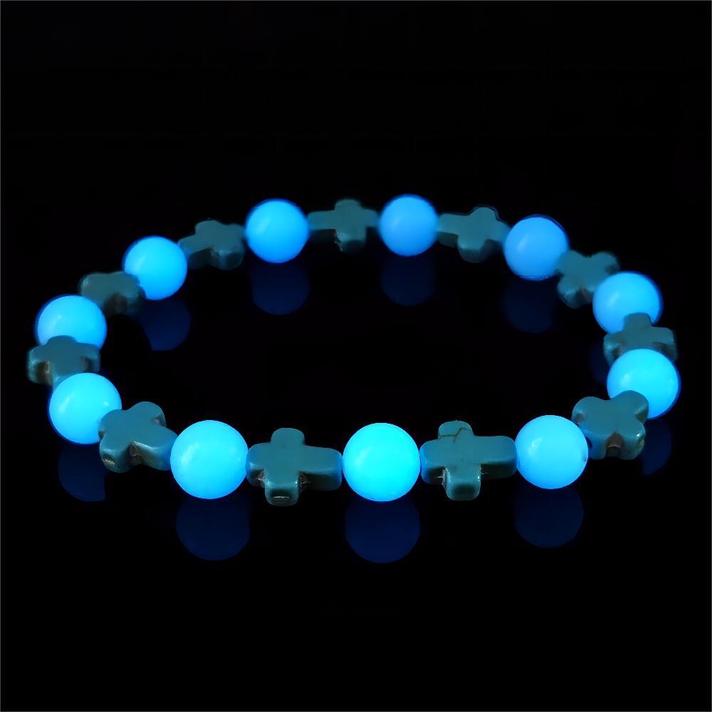 Christianartworkshop Pulsera con cruz turquesa y perlas luminosas - image 1