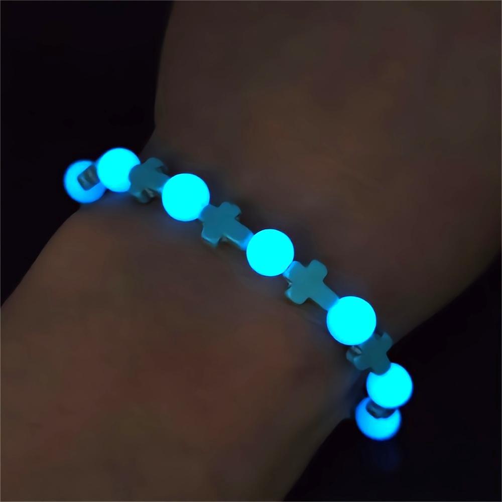 Christianartworkshop Pulsera con cruz turquesa y perlas luminosas - image 2