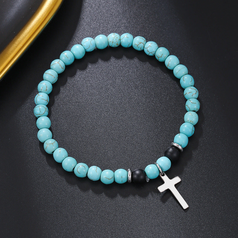 Christianartworkshop Pulsera elástica turquesa con bendición - Pulsera de la Bendición de Cristo - image 0