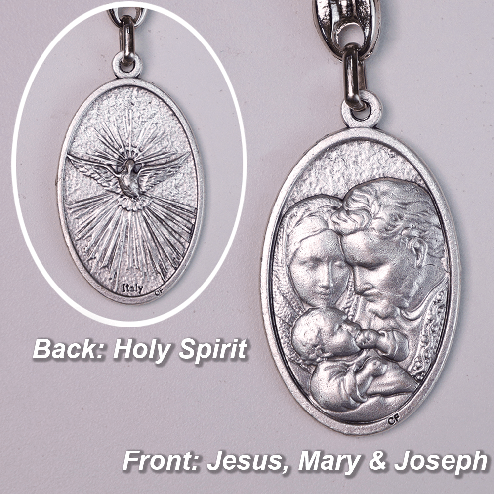 Rosario de bolsillo de madera de olivo con la medalla de María José con el Niño Jesús y la cruz de la Santísima Trinidad. - image 2
