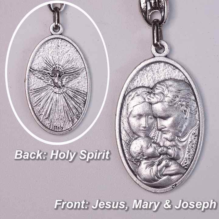 Rosario de bolsillo de madera de olivo con la medalla de María José con el Niño Jesús y la cruz de la Santísima Trinidad. - image 2