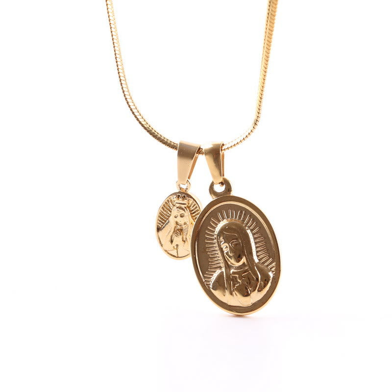 Christianartworkshop Collar con colgante doble de oro de Nuestra Señora de la Redonda - image 3