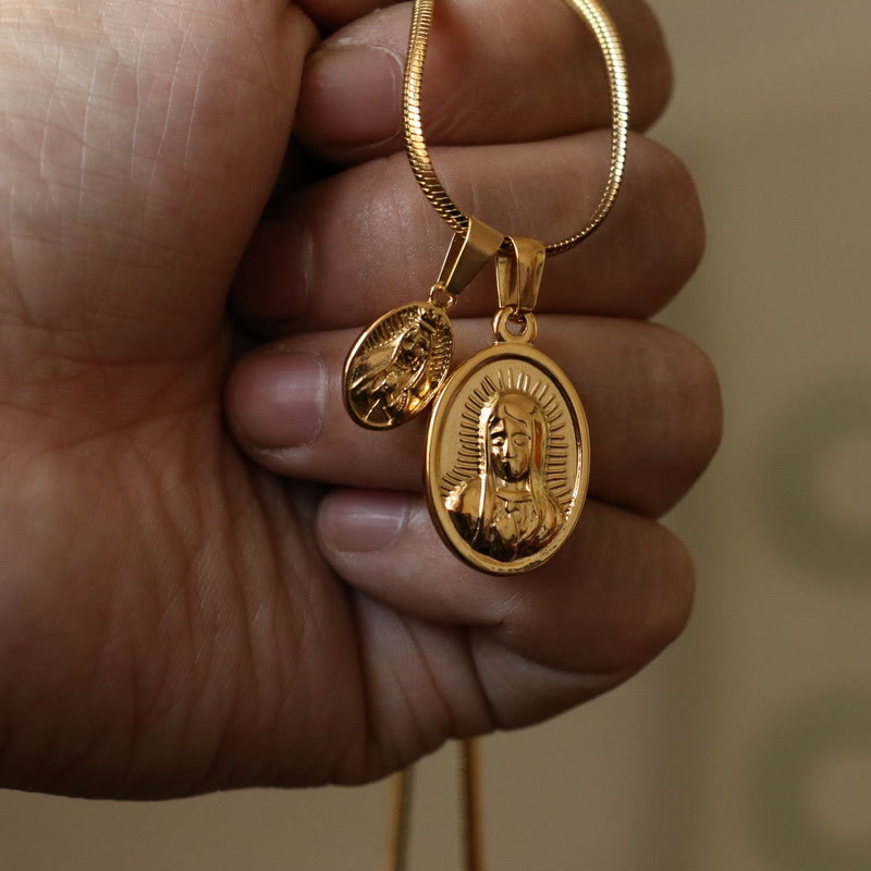 Christianartworkshop Collar con colgante doble de oro de Nuestra Señora de la Redonda - Dorado - image 0