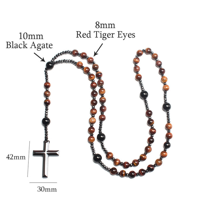 Christianartworkshop Rosario católico con cruz de piedra ojo de tigre/ágata - image 11