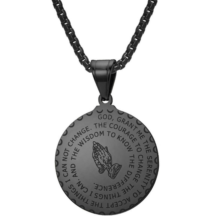 Christianartworkshop Collar con placa redonda de manos rezando - image 5