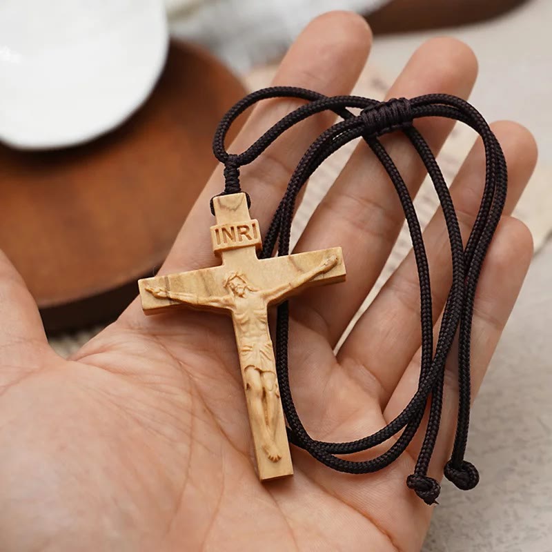 Christianartworkshop Collar de madera con crucifijo de Jesús - Blanco - image 4