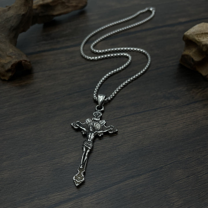 Collar con crucifijo y símbolo de San Benito - image 1