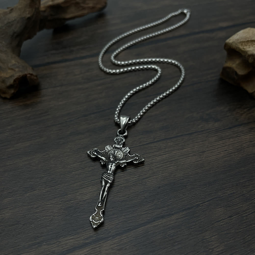 Collar con crucifijo y símbolo de San Benito - image 8