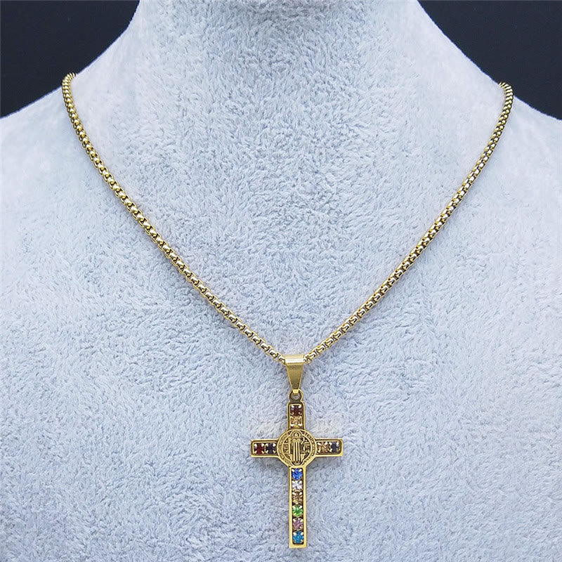 Christianartworkshop Collar con 12 cristales y cruz de San Benito - image 3