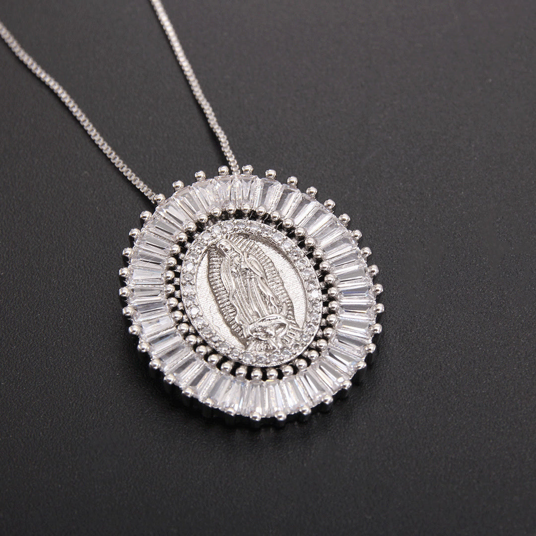 Christianartworkshop Collar con colgante amuleto de circonita de Nuestra Señora de Guadalupe - Plata - image 3
