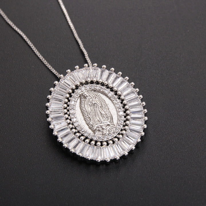 Christianartworkshop Collar con colgante amuleto de circonita de Nuestra Señora de Guadalupe - Plata - image 3