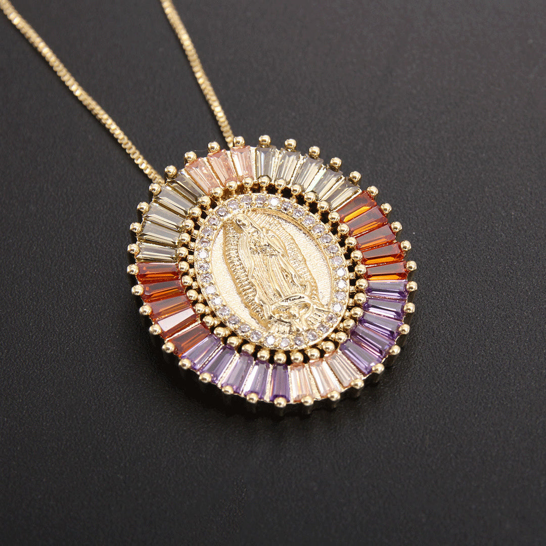 Christianartworkshop Collar con colgante amuleto de circonita de Nuestra Señora de Guadalupe - Multicolor - image 2