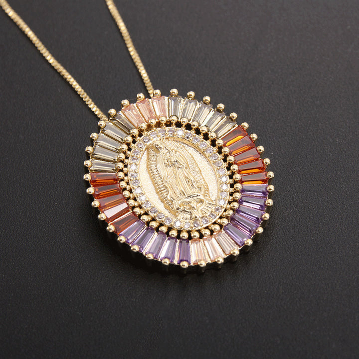 Christianartworkshop Collar con colgante amuleto de circonita de Nuestra Señora de Guadalupe - Multicolor - image 2
