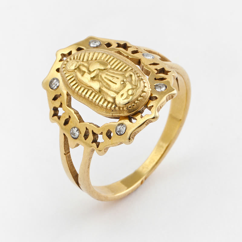Christianartworkshop Anillo de esqueleto delicado de Nuestra Señora de Guadalupe - image 1