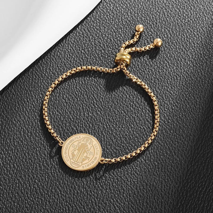 Christianartworkshop Pulsera ajustable con medalla grabada de San Benito - image 3