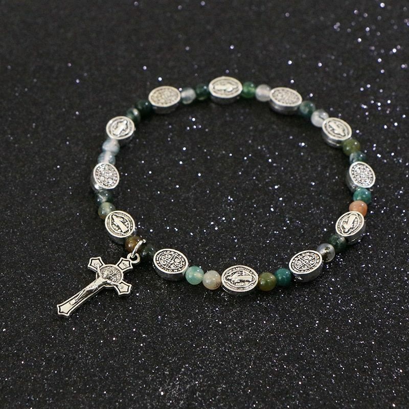 Christianartworkshop Pulsera con cruz de San Benito de ágata y turquesa - image 2
