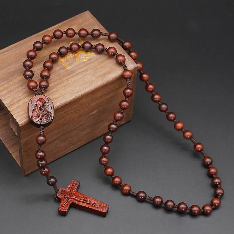 Christianartworkshop Rosario de oración original hecho a mano de alta calidad (sándalo rojo/ébano) - Sándalo rojo - 8 mm - image 0