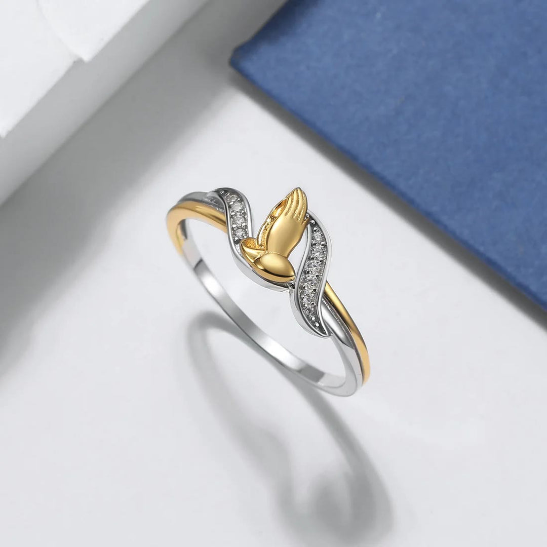 Christianartworkshop Anillo de oro y plata con manos rezando - US 10 - image 0