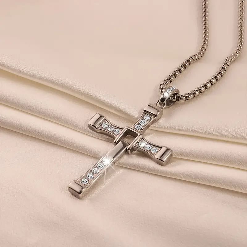 Christianartworkshop Collar con colgante de cruz de cristal y cadena - image 3