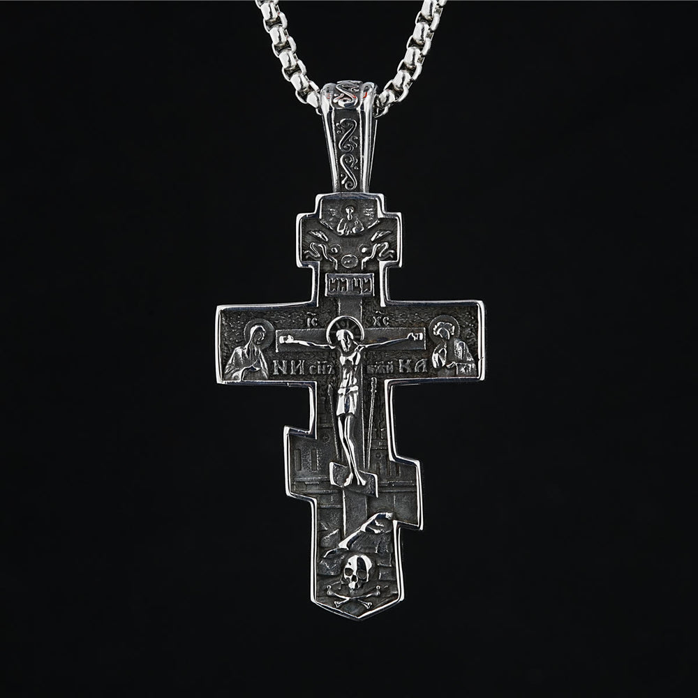 Christianartworkshop LA FE COMO TU ARMADURA: Collar con crucifijo de Jesús ortodoxo - image 1