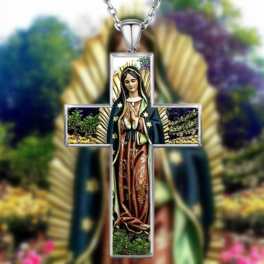 Christianartworkshop Collar con colgante de cruz de la Virgen María, joyería religiosa - Virgen María - image 0