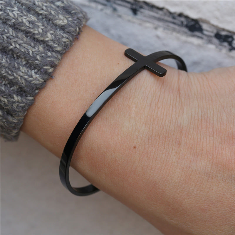 Christianartworkshop Brazalete con cruz de plata, brazalete religioso - image 9