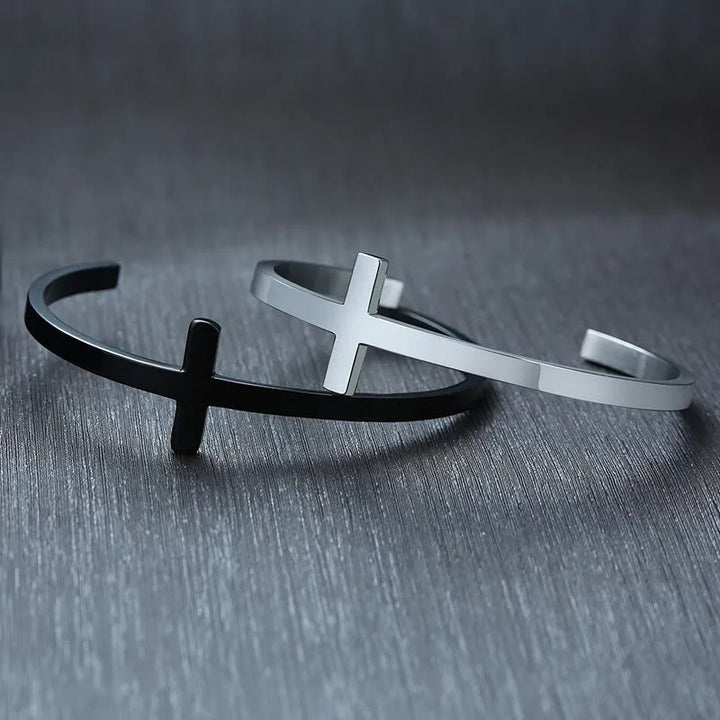 Christianartworkshop Brazalete con cruz de plata, brazalete religioso - image 11