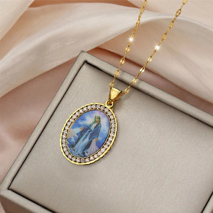Christianartworkshop Collar con imagen de la Virgen María, joyería con icono religioso - image 3