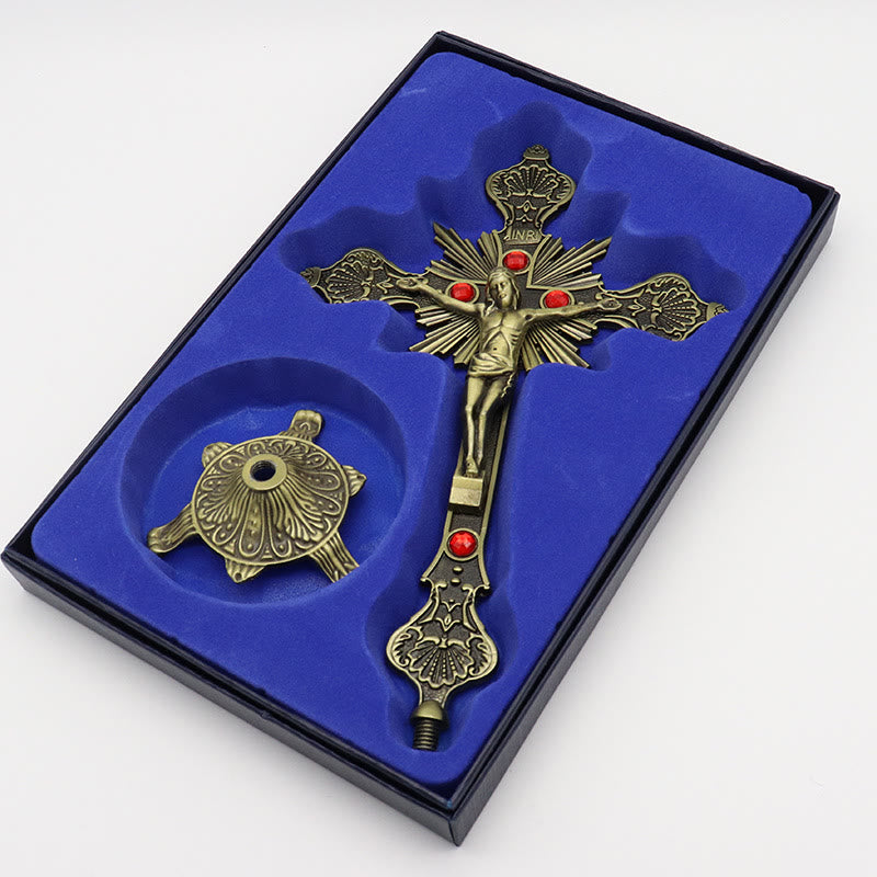 Adorno decorativo del crucifijo de Jesucristo de pie - Bronce - image 0