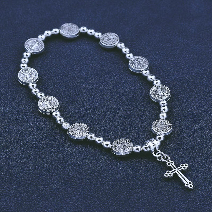 Christianartworkshop Pulsera con colgante de cruz de metal y temática de San Benito - image 4