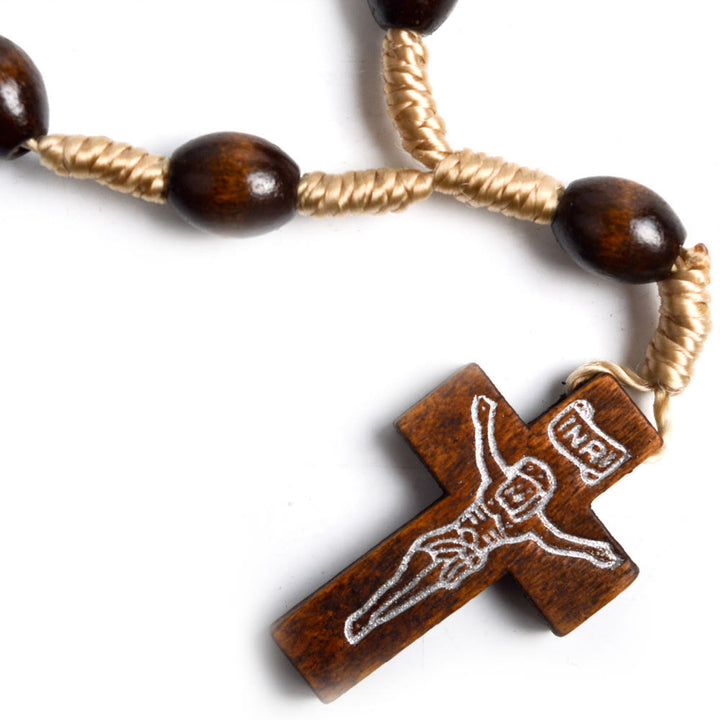 Rosario de madera maciza con cruz pequeña para bautismo con los dedos - image 1