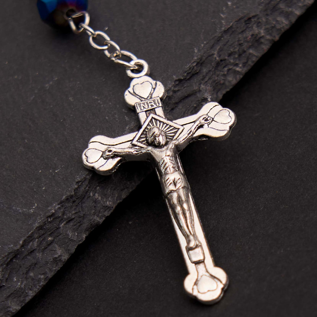 Pulsera de rosario de la Virgen María con piedras preciosas de cristal azul - image 2