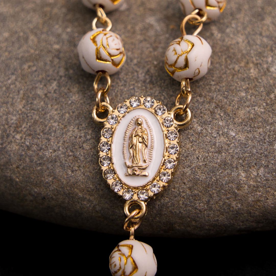 Rosario con cruz de cuentas de rosa de Nuestra Señora de Guadalupe - image 2