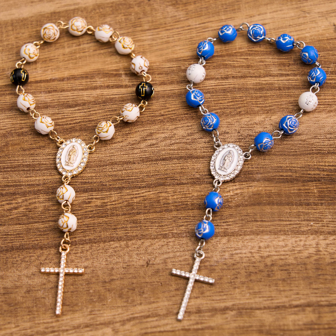 Rosario con cruz de cuentas de rosa de Nuestra Señora de Guadalupe - image 7