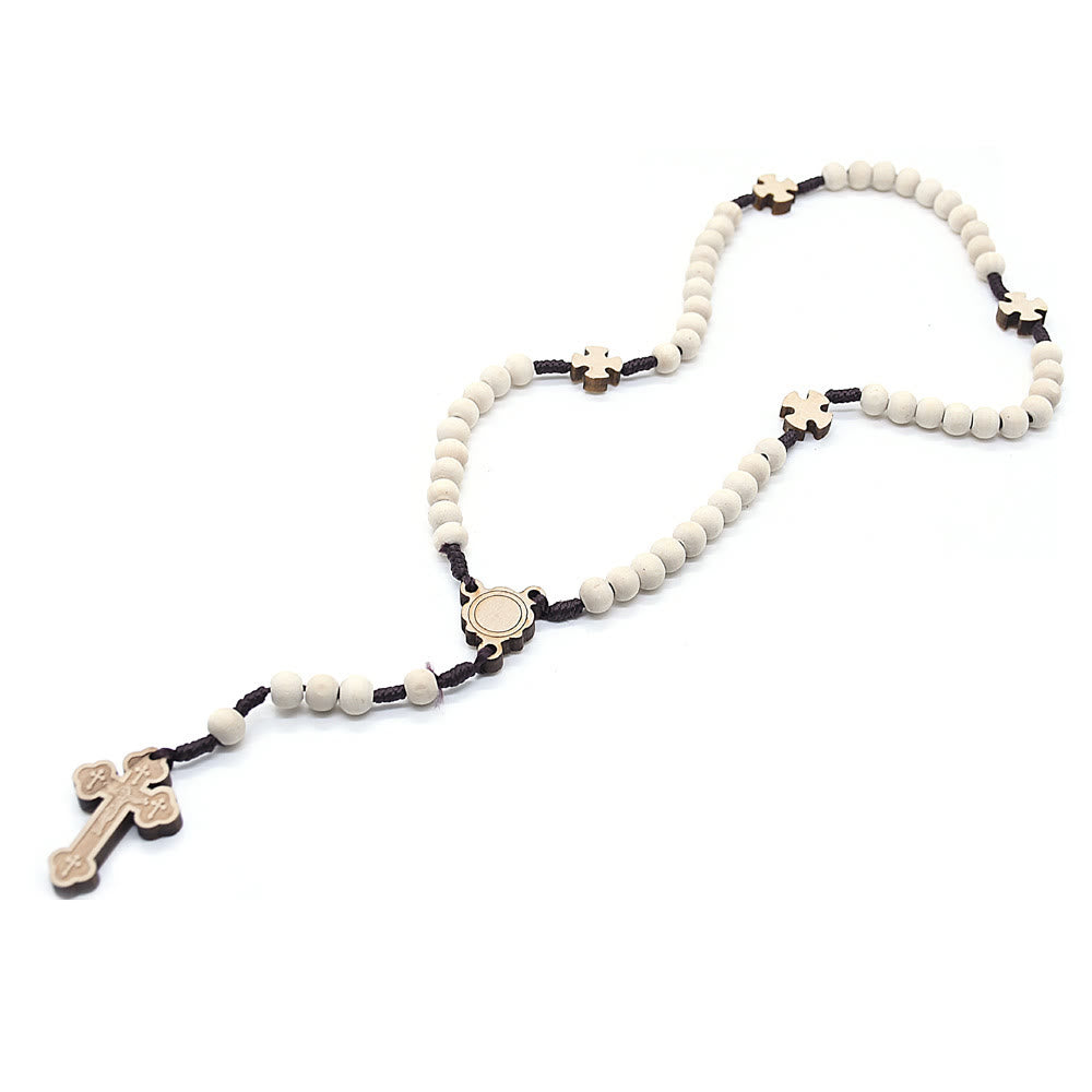 Rosario de oración con cruz de madera de Cristo - image 1