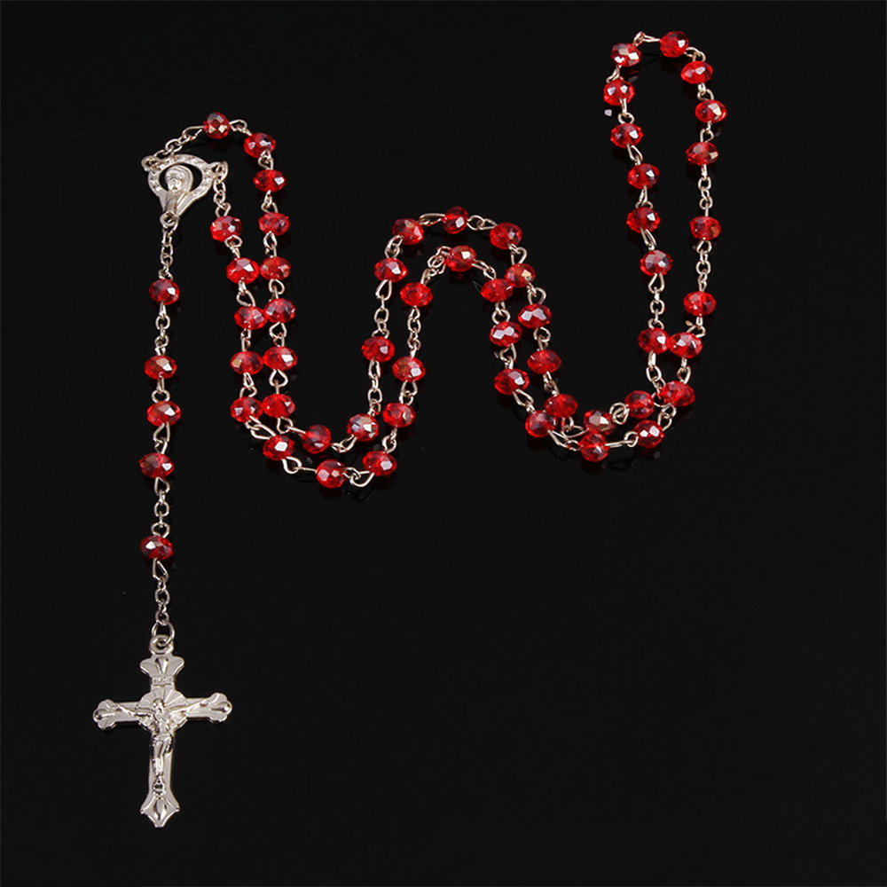 Christianartworkshop Rosario clásico de cuentas de cristal - Rojo - image 1