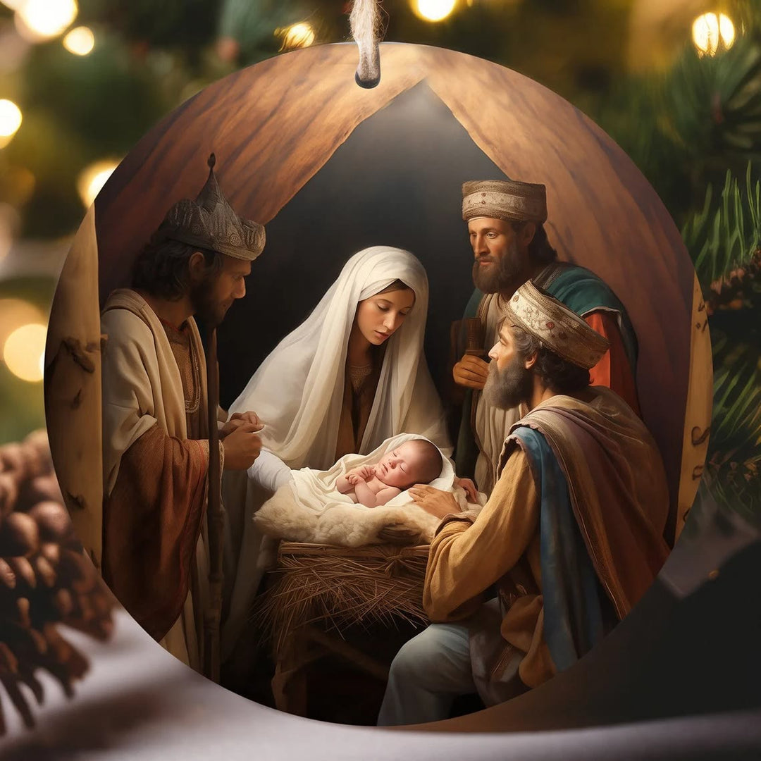 Christianartworkshop Adornos colgantes navideños realistas de Jesús nacido - Cerámica - image 0