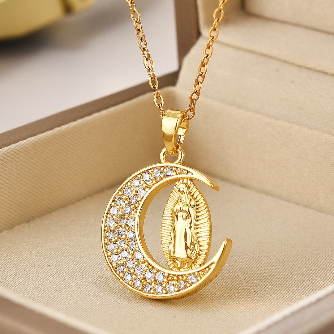 ChristianartworkshopLa Luna Creciente Nuestra Señora de Guadalupe María Collar Dorado - 🔥3 PIEZAS - image 0