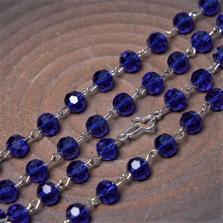 Christianartworkshop Rosario con medalla milagrosa y cruz de poliedro de 8 mm, cadena de aleación de cristal azul. - image 15
