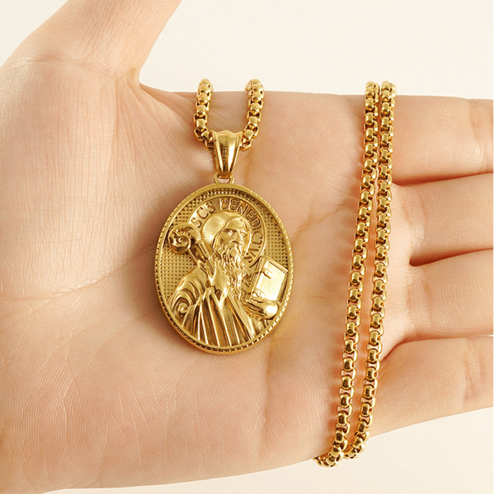 Christianartworkshop 11 Collar con colgante de estilo retro clásico con el icono "Bless" - image 4