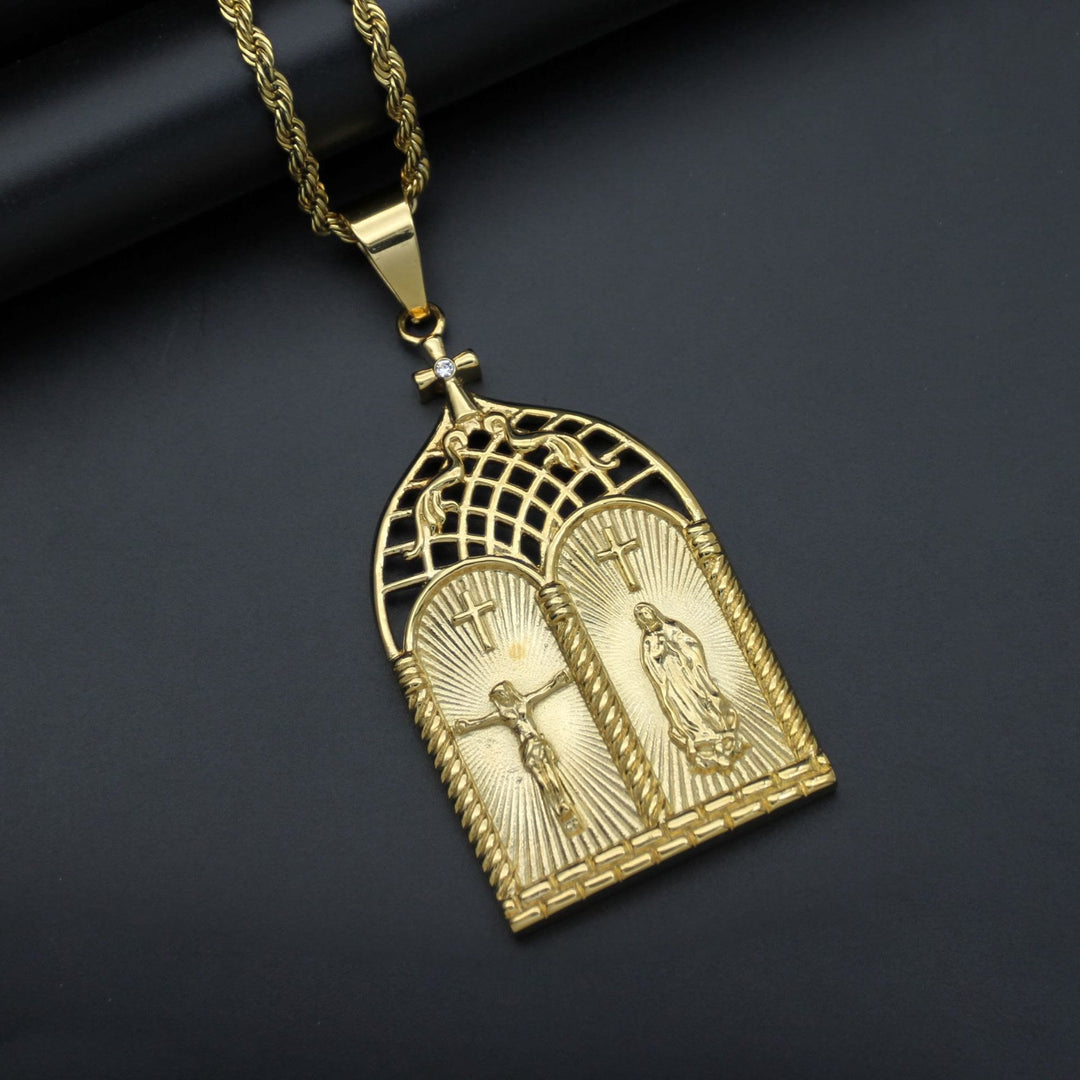Christianartworkshop Collar clásico para puerta de iglesia con la imagen de Jesús y la Virgen María. - No es una gema - image 0