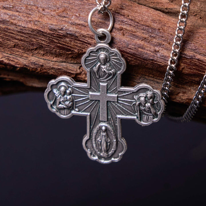 Christianartworkshop Collar con colgante de aleación de cruz de cuatro vías cinco en uno de estilo clásico de Carmelita - image 4