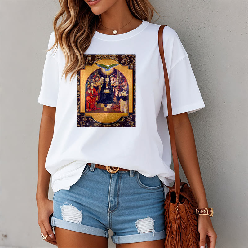 Christianartworkshop Camiseta de manga corta de estilo clásico con el Espíritu Santo, los apóstoles y la Virgen María. - image 5