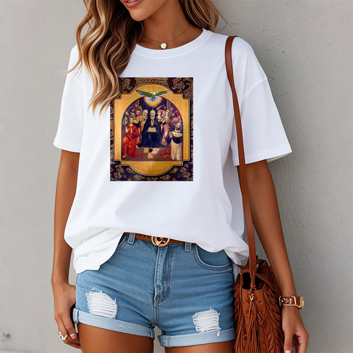 Christianartworkshop Camiseta de manga corta de estilo clásico con el Espíritu Santo, los apóstoles y la Virgen María. - image 5