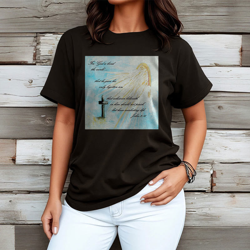 Christianartworkshop Camiseta de manga corta de estilo clásico "Porque Dios amó tanto al mundo" - image 6
