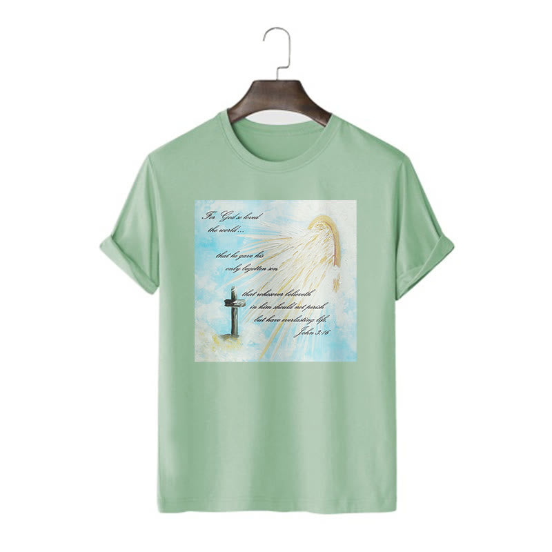 Christianartworkshop Camiseta de manga corta de estilo clásico "Porque Dios amó tanto al mundo" - Verde claro - 2XL - image 12