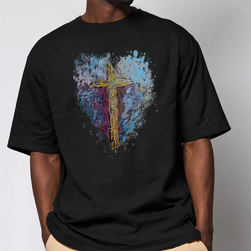 Christianartworkshop Camiseta de manga corta estilo clásico con la frase "Cruza mi corazón" - image 6