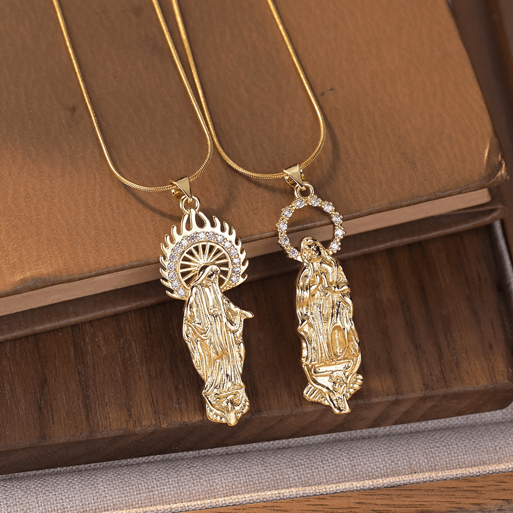 Christianartworkshop Collar con colgante de lujo de la Asunción de la Virgen María y Nuestra Señora de Guadalupe. - image 1