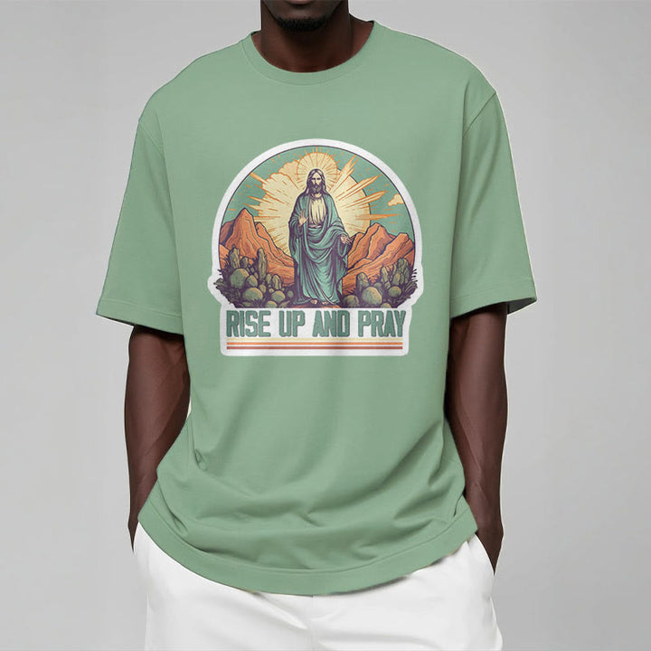 Christianartworkshop Camiseta de manga corta de estilo clásico "Levántate y reza" - image 12