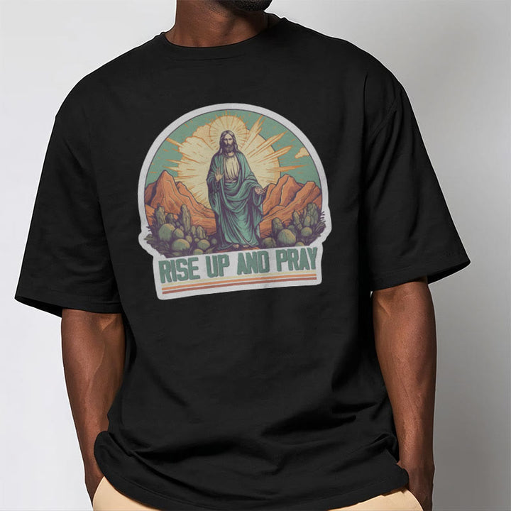 Christianartworkshop Camiseta de manga corta de estilo clásico "Levántate y reza" - image 6